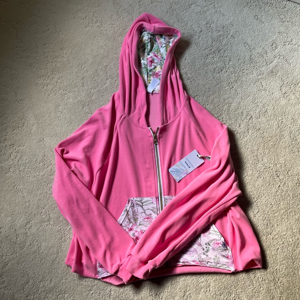 NWT Hurly x love shack fancy Hawaiian hibiscus terry hoodie